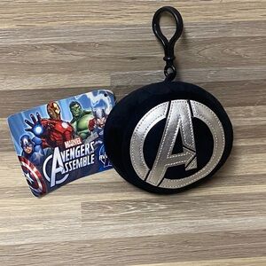 Marvel Avengers Black and Silver Emblem air pod Keychain coin pouch